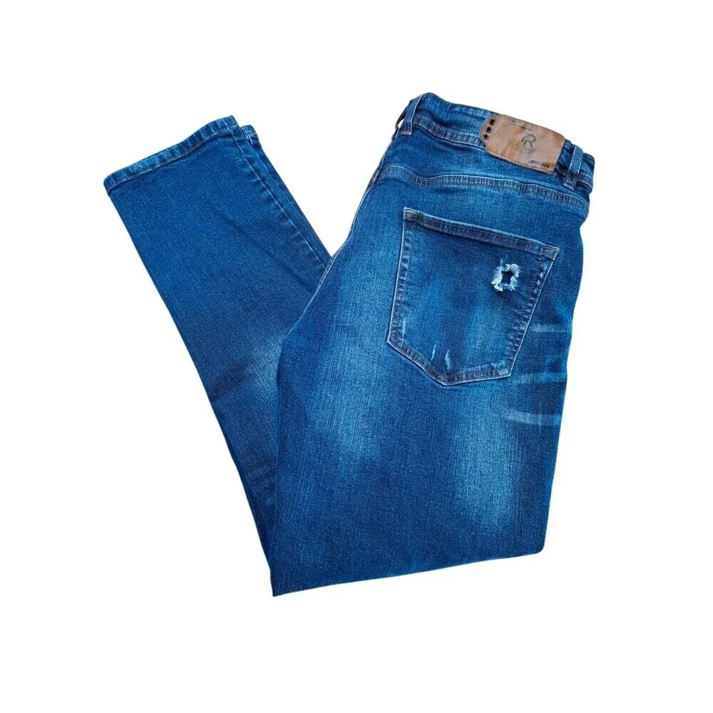 Refinery Republic Mens Jeans Blue Distressed Size 34x30 Denim Pants‎